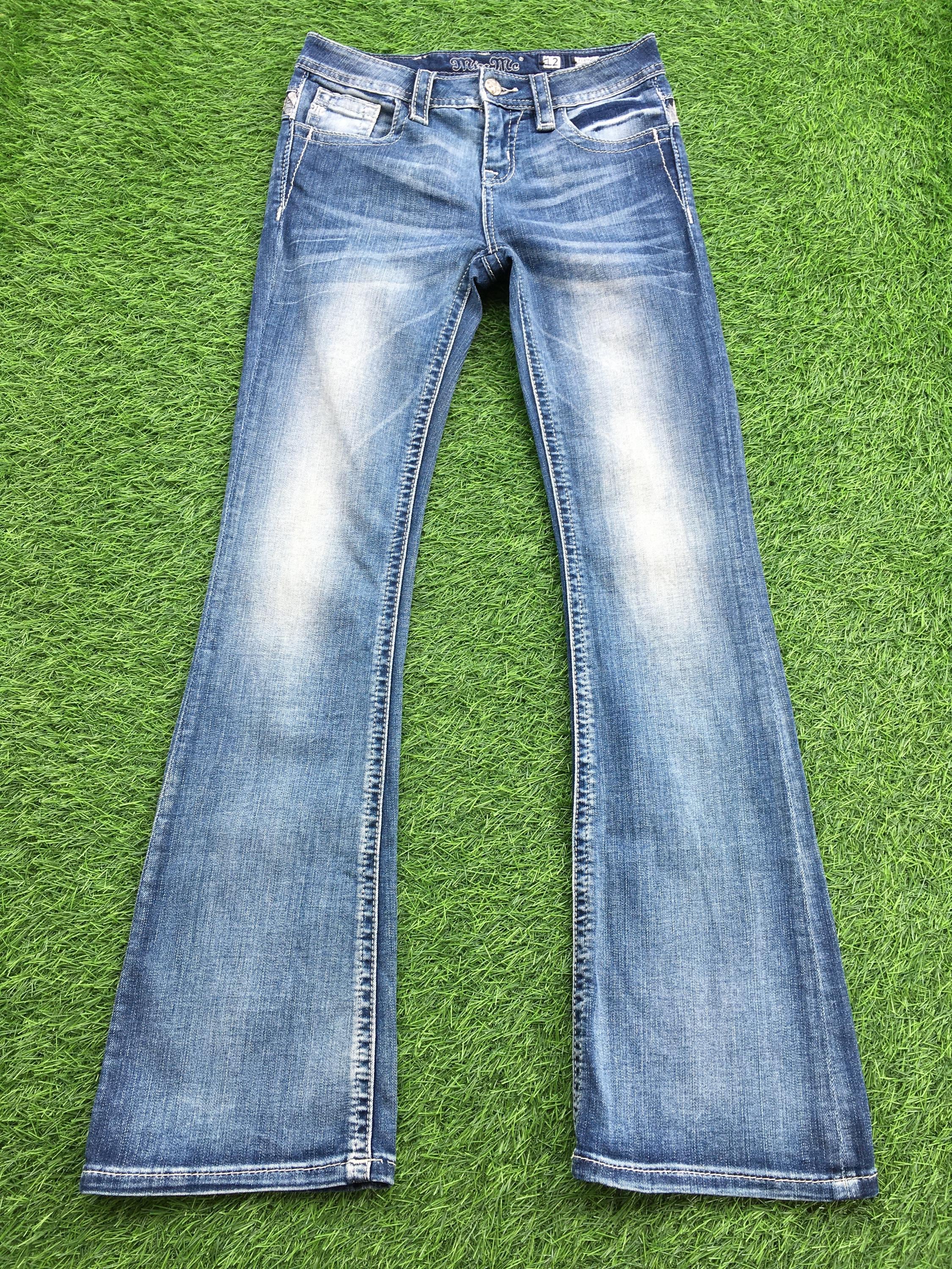 ミスミー ローライズ ブーツカット ジーンズ、装飾グランジスタイル