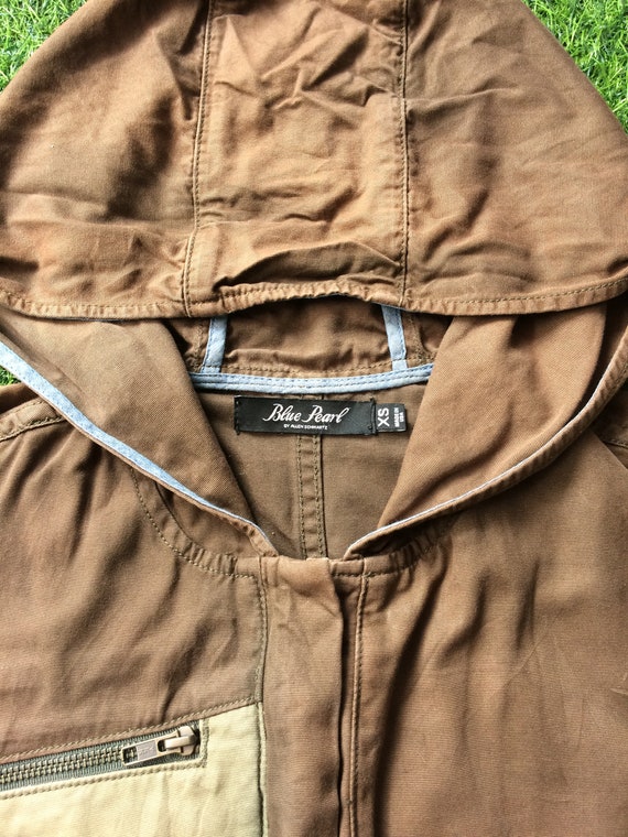 Distressed Patchwork Jacket Parka Zip Up Hoodie - image 7