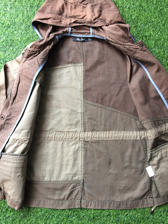 Distressed Patchwork Jacket Parka Zip Up Hoodie - image 4