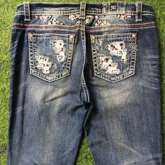Miss Me Medium Blue Wash 2000's Grunge Style Low-rise Embellished
