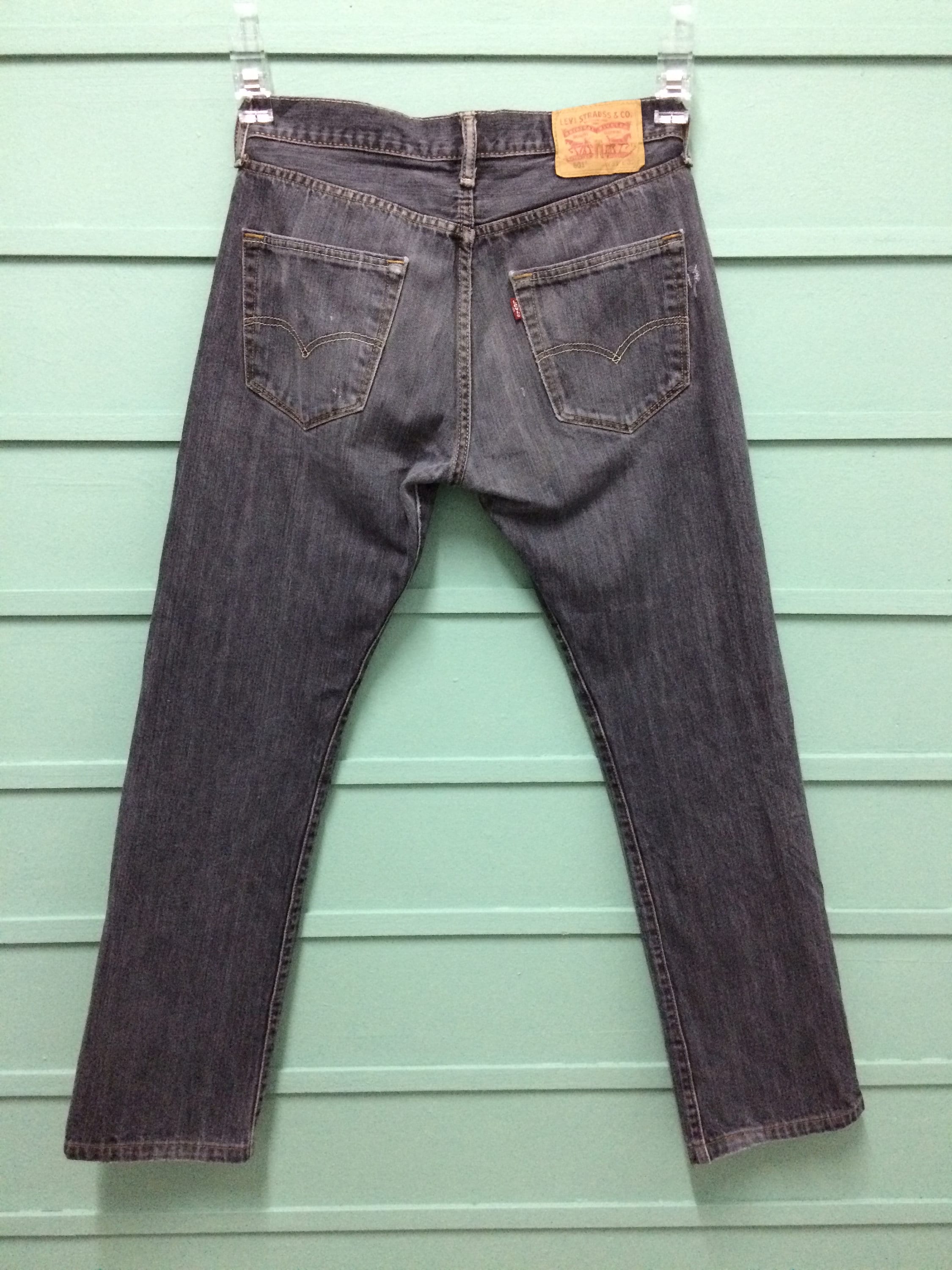 Size 30 Vintage Distressed Levis 501 Jeans Black Wash Denim