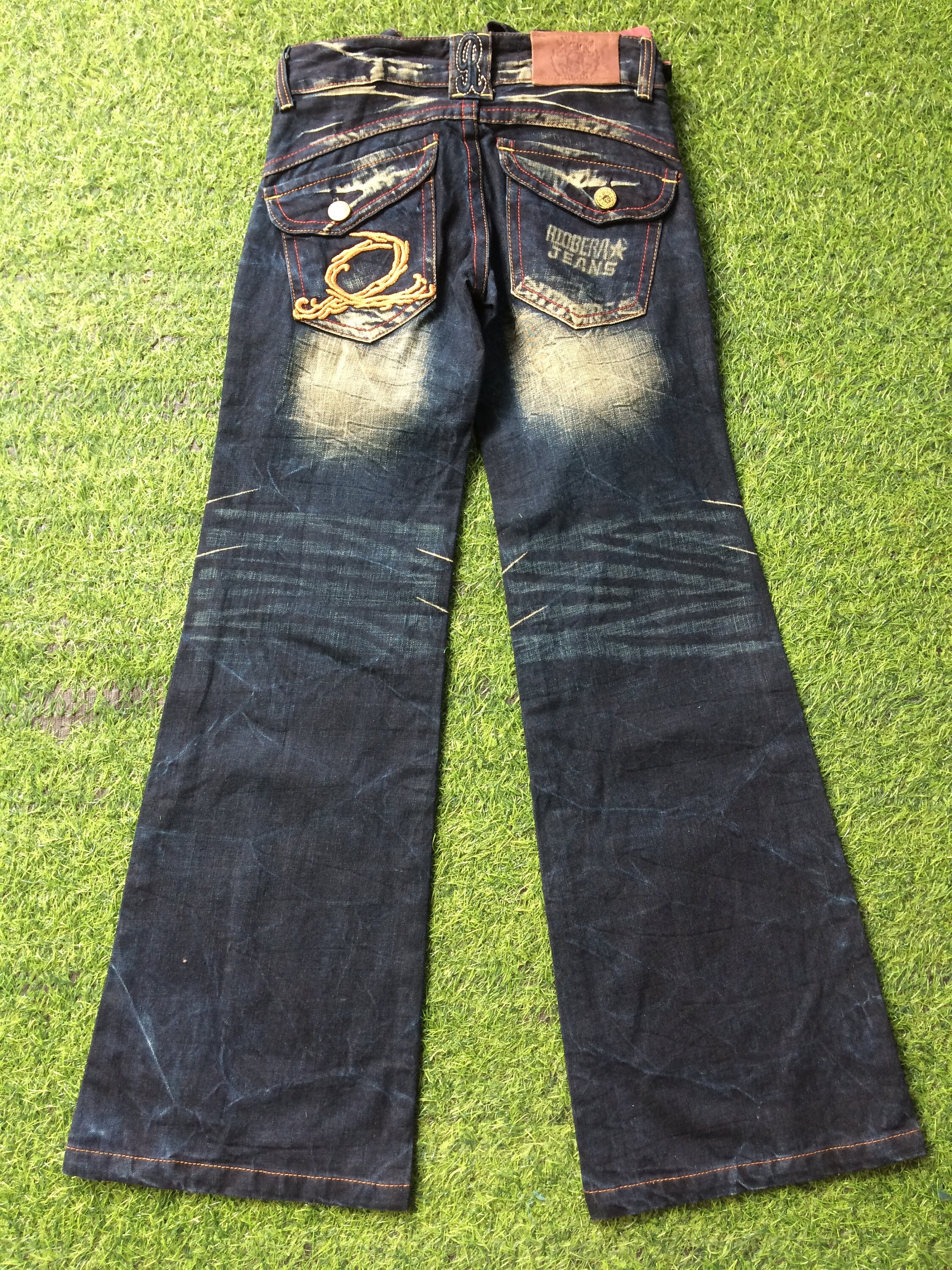 Size 25 Riobera Bib Jeans W28 L32 Low Rise Dark Blue Japanese 