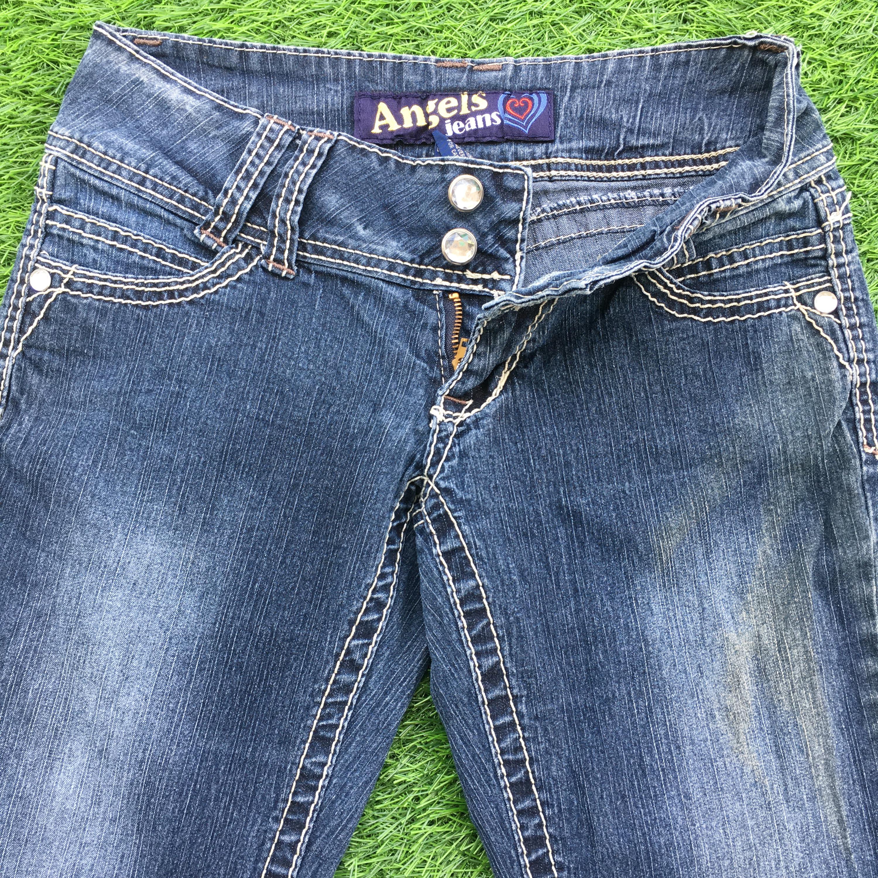 Angels Jeans Bootcut Flare Jeans, Low Waist, Distressed Denim (W26 