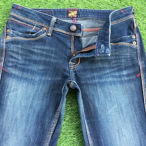 Y2K Low Rise Distressed Flare Jeans W30 L29 Japanese Denim, Vintage Low Waist Flared Denim Pants, waist 30&quot;