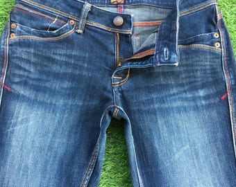 Y2K Low Rise Flare Jeans, Distressed Japanese Denim, W30 L29