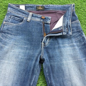 Y2K Low Rise Distressed Flare Jeans W26 L32 Japanese Denim, Vintage Low Waist Flared Denim Pants, waist 26&quot;