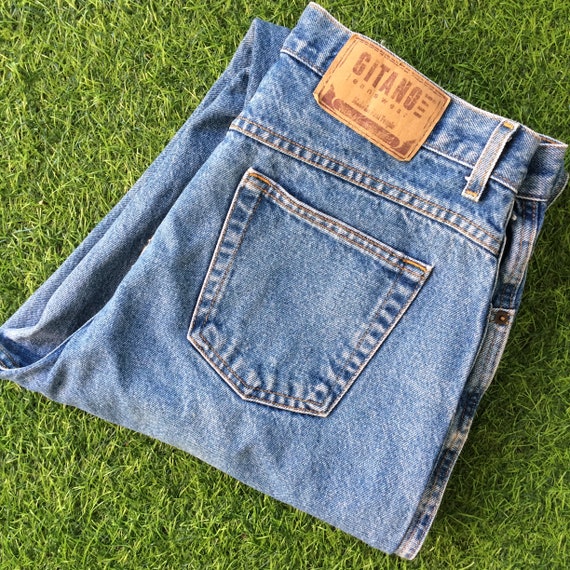 Tamano 33 Vintage Gitano Jeanswear cintura alta mama Jeans pierna conica Western Denim Jean pantalones para mujer Etsy Espana