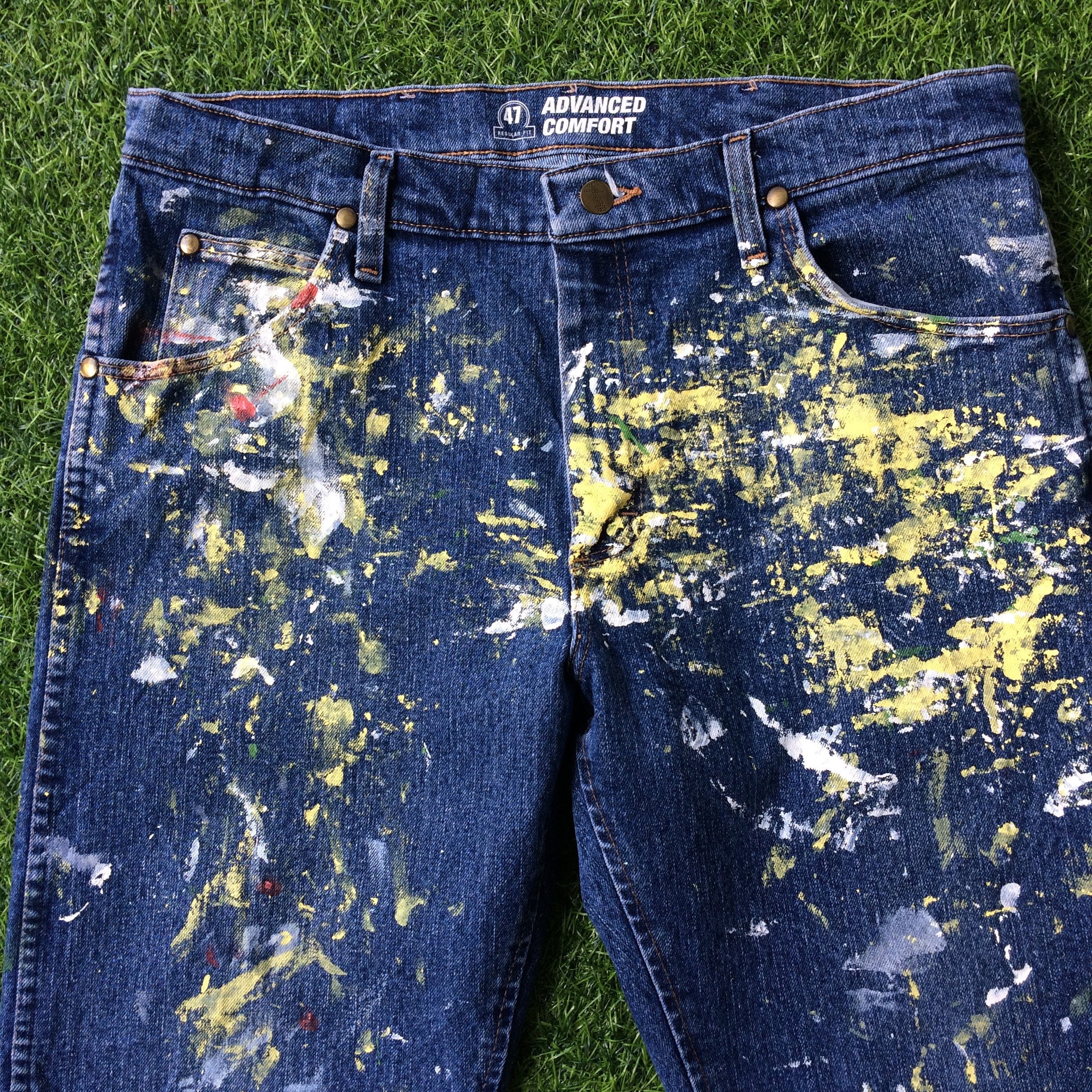 Paint Splatter Faded Denim Jeans, Unique Painted Clothing, Paint Splash  Jeans, Wearable Art, Boho Jeans, Up-cycled, Fashion Statement 