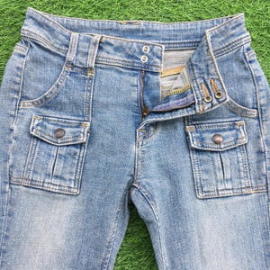 Y2K Low Rise Flare Jeans W26 L32 Bush Pants Denim, Vintage Low Waist Flared Denim Pants, waist 26&quot;