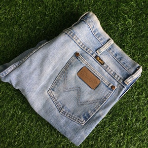 Size 35 Vintage 90&#39;s Wrangler Western Distressed Jeans W35 L25 Made In USA Plus Size Western Jeans Waist 35&quot;