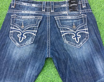 Rock Revival Paul Straight Jeans, Embroidered Flap Pockets, W42 L34