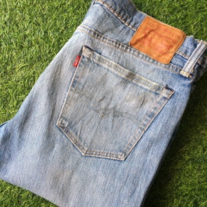 Size 33 Vintage Distressed Levis 541 Jeans W33 L33 Light Wash Stretch Jeans Straight Fit Boyfriend Jeans Waist 33"