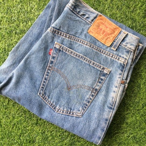 Size 40 Vintage Distressed Levis 570 Baggy Jeans W40 L32 Light Wash Denim Baggy Fit Tapered Jeans Plus Size Levi Denim Waist 40"