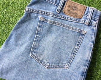 Vintage Y2K Wrangler-jeans, distressed denim maat 35, westernstijl