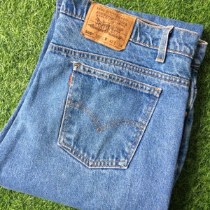 W41 L33 Vintage Distressed Levis 505 Plus Größe Medium Wash Jeans mit hoher Taille Taille 41&quot;