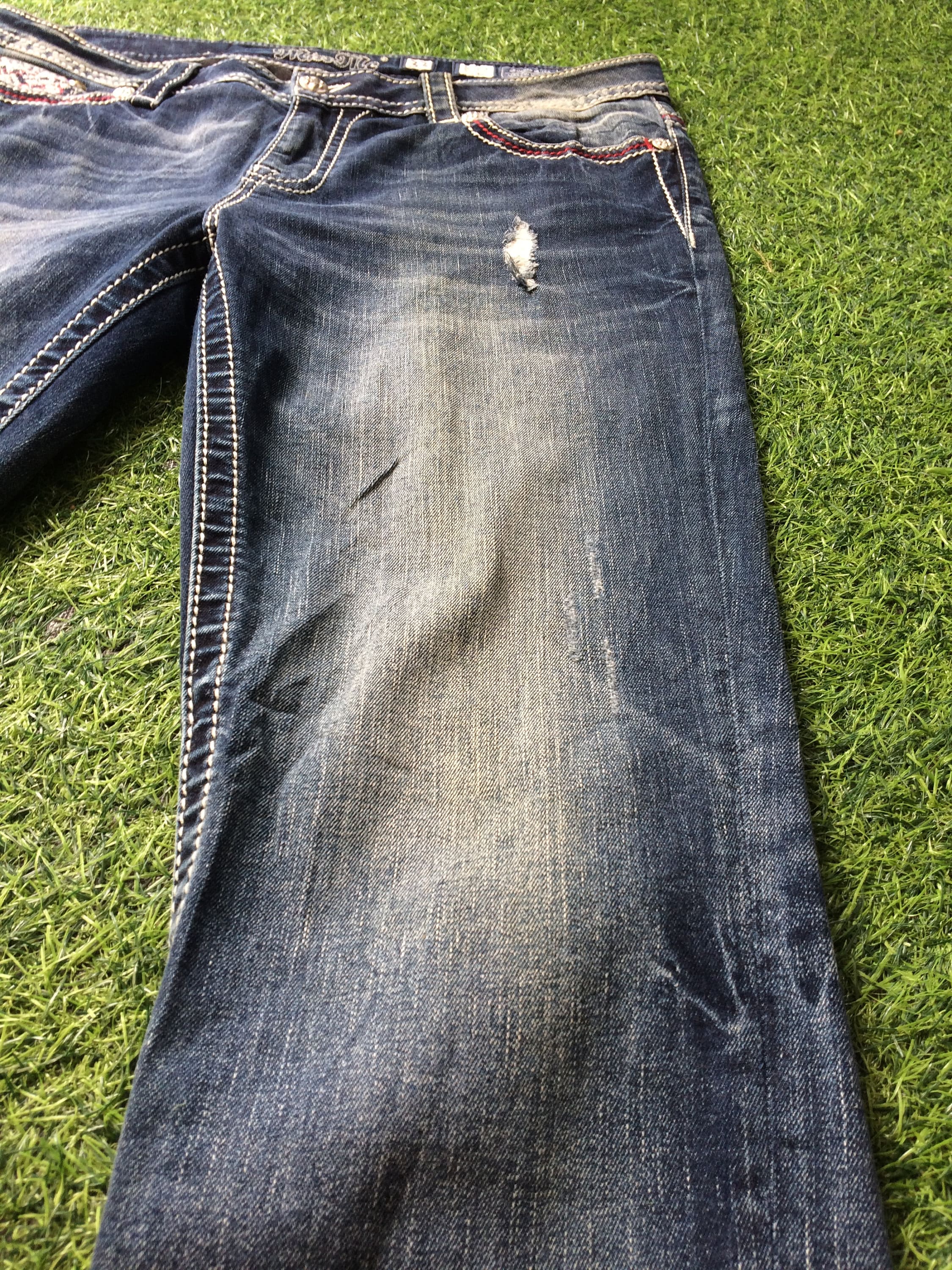 2000's archive 刺繍 grunge denim pants