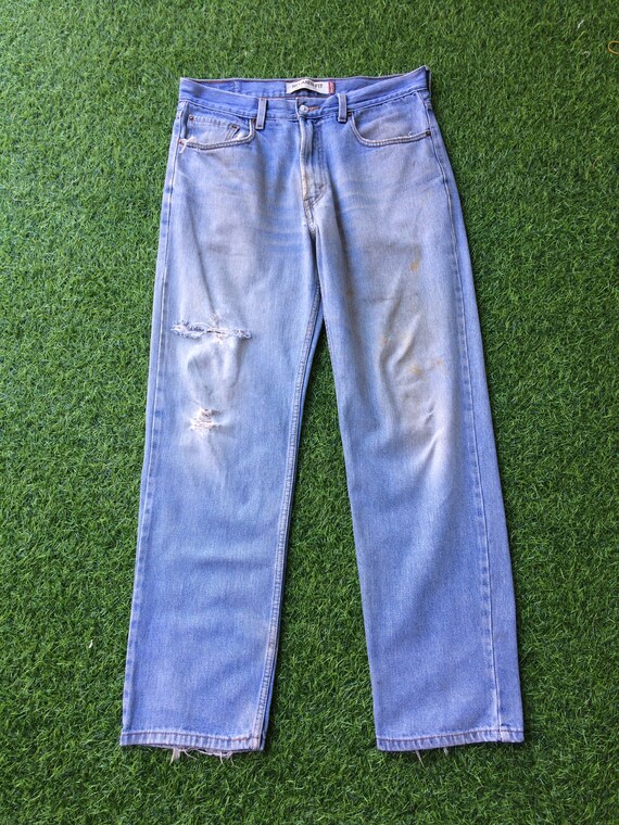 Size 33 Vintage Distressed Ripped Levis 550 Dirty… - image 3