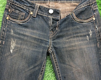 Size 29 Y2K Low Rise Distressed Flare Jeans W30 L28, Vintage Low Waist Flared Denim Pants, waist 30&quot;