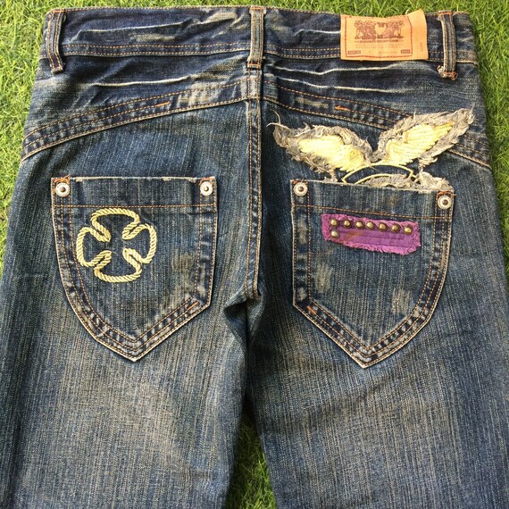 Taille 30 japonais Bootcut Jeans W30 L30 taille basse evase jambe large Denim Jeans en detresse taille 30 Medium Etsy Canada