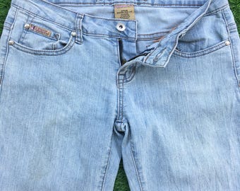 Y2K Bootcut Jeans, Low Waist Flare, Distressed Denim (W30 L32)