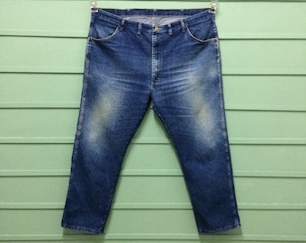 Vintage Wrangler Western Jeans, Plus Size 3XL, Faded Distressed Denim