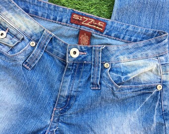 Y2K Distressed Bootcut Jeans, Low Waist Flare, W28 L32