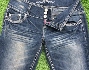 Y2K Distressed Low Waist Bootcut Jeans, Wide Leg Flared Denim, W28