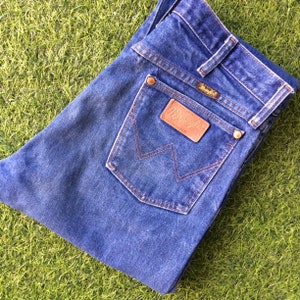 Size 31 Vintage 90&#39;s Wrangler Western Distressed Jeans W31 L34 High Waisted Tall Jeans Made In USA, Waist 31&quot;