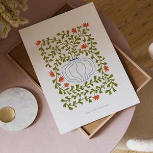 PÓSTER IMPRESO / Flores en jarrón / Idea de regalo única / Póster botánico para pared de galería / Envío internacional / 30 x 40 cm / A3 / Acabado mate