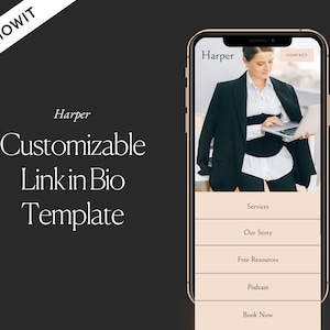 Stylish Instagram Links Showit Template, Link In Bio Page, Bio Link Landing Page, Customisable TikTok Link, Neutral Beige Modern Aesthetic