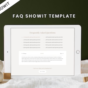 FAQ Showit Website Template, FAQ Accordion Template