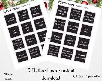 24 Mini Letter Board Elf Notes, INSTANT DOWNLOAD, white border, Not Editable Elf Message Signs, Christmas Elf Ideas, Elf Props & Accessories