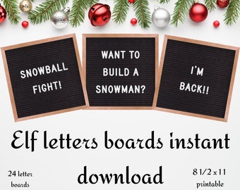 24 Mini Letter Board Elf Notes, INSTANT DOWNLOAD, wood border, Not Editable Elf Message Signs, Christmas Elf Ideas, Elf Props & Accessories