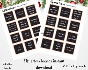24 Mini Letter Board Elf Notes, INSTANT DOWNLOAD, wood border, Not Editable Elf Message Signs, Christmas Elf Ideas, Elf Props & Accessories