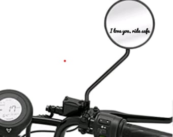 Motorcycle Mirror Decal Ride Safe Romantic Message Vinyl Sticker Car Accessory Matte Black Cursive Lettering Waterproof Design Durable