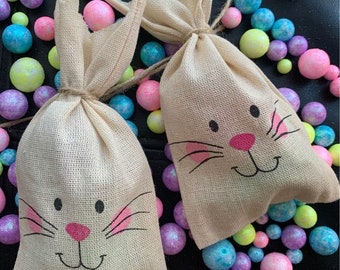 Easter Bunny Treat Bags with Jute String, Easter Classroom Gift, Easter Favor Bags, Easter Basket Filler, Easter Bunny Gift Bag