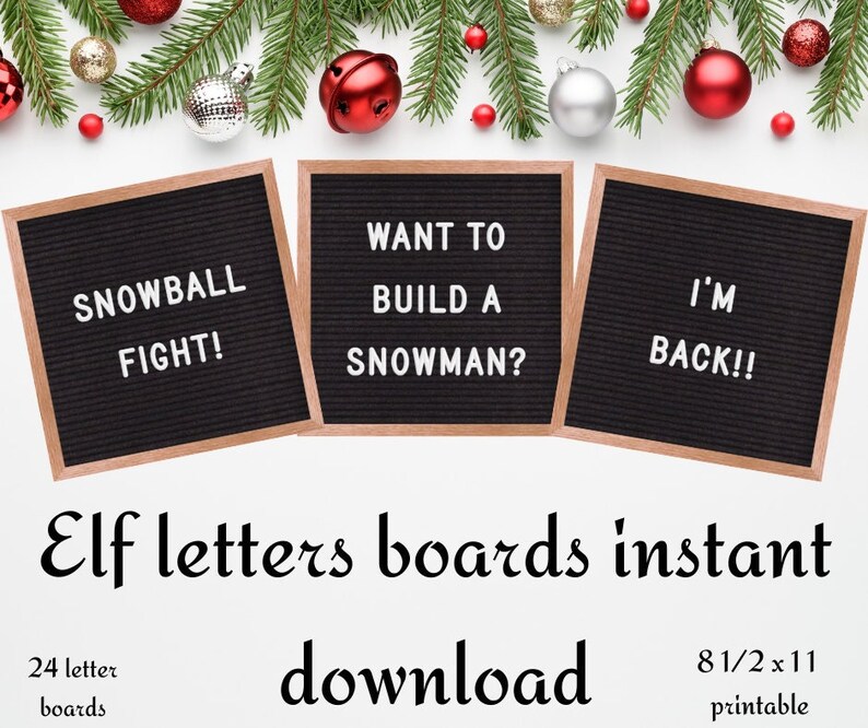 24 Mini Letter Board Elf Notes INSTANT DOWNLOAD Wood Border Etsy