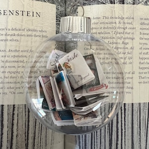 Miniature book ornament for a book club, Custom Year of Books Ornament, Book Filled ornament, Custom Book Bauble Decoration Ornament -