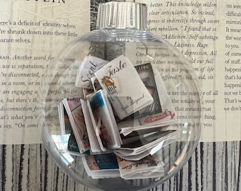 Miniature book ornament for a book club, Custom Year of Books Ornament, Book Filled ornament, Custom Book Bauble Decoration Ornament -