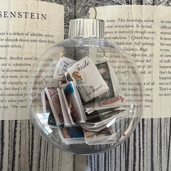 Miniature book ornament for a book club, Custom Year of Books Ornament, Book Filled ornament, Custom Book Bauble Decoration Ornament -