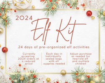 PREVENDITA Kit Elfo di 24 giorni 2024, Kit di attività per elfi di Natale, Oggetti di scena per elfi, Oggetti di scena per elfi pre-pianificati, 24 giorni di attività per gli elfi, Elfi di Natale