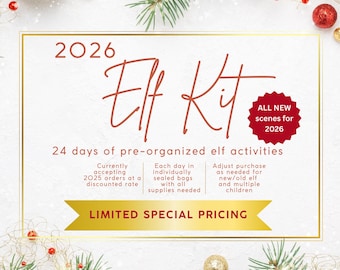 24 Day Elf Kit 2026, Christmas Elf Activities Kit, Elf Props, Pre-planned Elf Ideas, 24 Days Elf Scenes, Christmas Elves