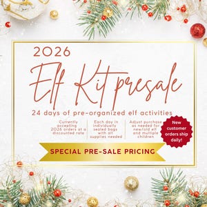 Kit de elfos de 24 días (Preventa 2026), Kit de actividades navideñas para elfos, Accesorios para elfos, Ideas preplanificadas para elfos, Escenas de elfos de 24 días, Elfos navideños