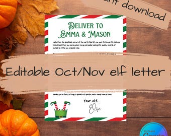 Editable Fall Elf "See You Soon" Printable letter, Elf Note for Kids, Cute Elf Message for October & November, Instant Download