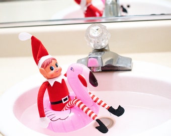 Christmas Elf pink flamingo floatie prop, Christmas Elf Kit, Holiday Elf Kit, Elf Accessories, Elf float prop, elf shenanigans, elf staging