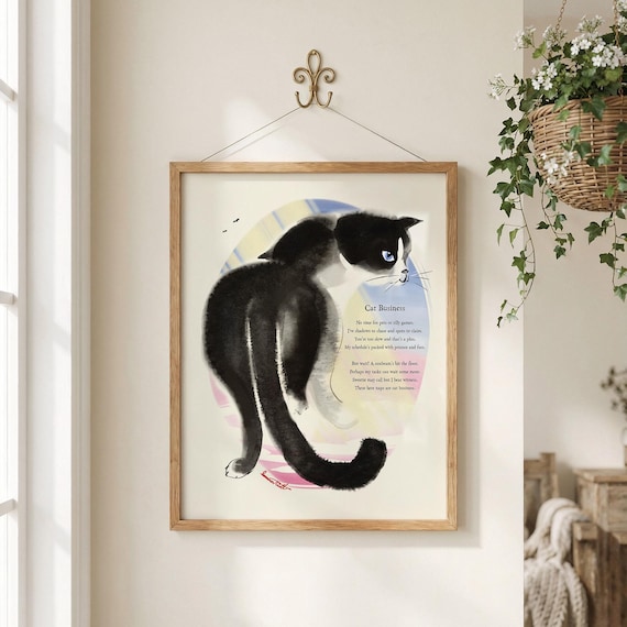 Cat Business Poetcore Archival Art Print painted and written by Summer in Philly