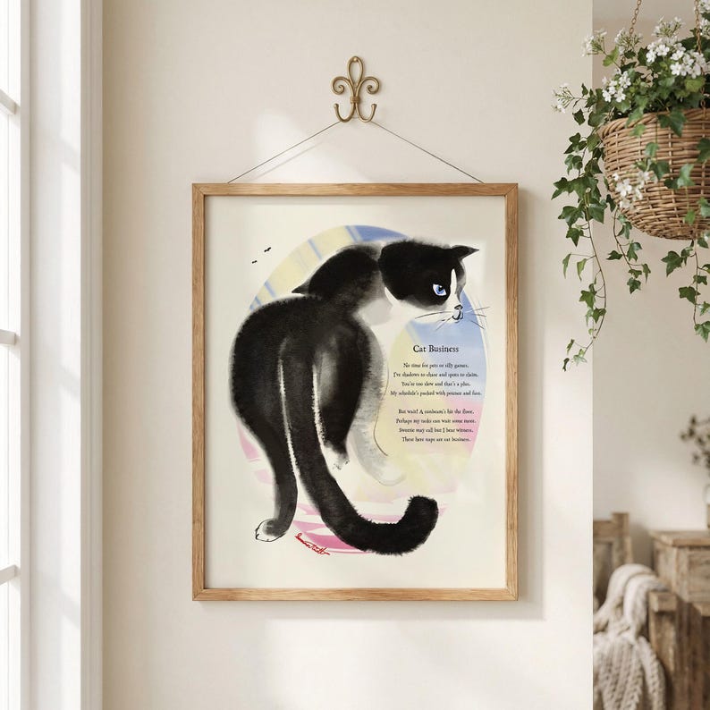 Cat Business Poetcore Archival Art Print painted and written by Summer in Philly 22" x 28"