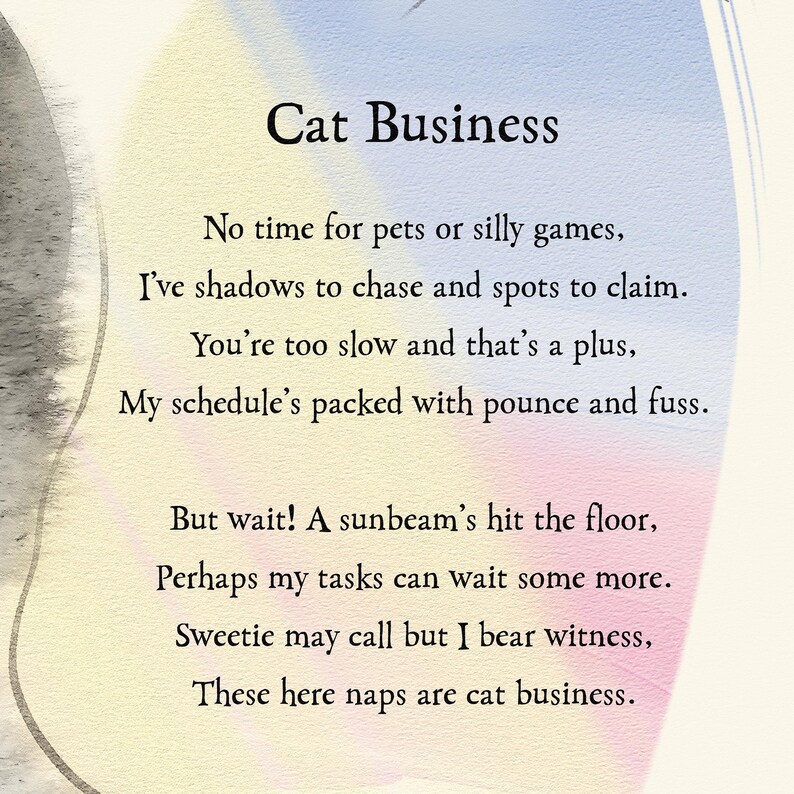 Cat Business Poetcore Archival Art Print painted and written by Summer in Philly image 2