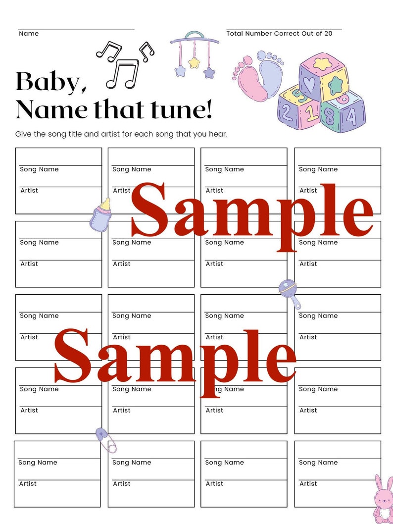 Baby, Name That Tune! Baby Shower Game - Etsy