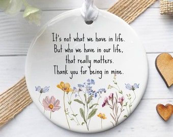 Friends Gift, Thank you Gift, Ceramic Keepsake, Sentimental Gift, Inspirational Quote Keepsake, Neighbours Gift, Wild Flowers